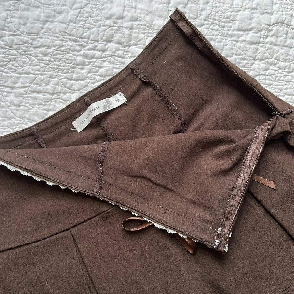 Skort,  brown with lace trim. Alterd State XS - Picture 2 of 3